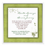 Simple Green Wedding Floral Personalized Invitation
