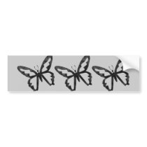 Simple Grungy Black Butterfly Bumper Stickers