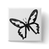 Simple Grungy Black Butterfly Buttons
