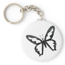 Simple Grungy Black Butterfly Keychain