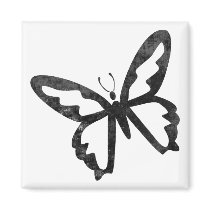 Simple Grungy Black Butterfly Magnets