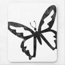 Simple Grungy Black Butterfly Mouse Pad