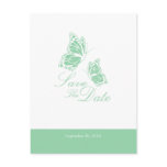 Simple Mint Butterflies Save The Date Wedding postcards