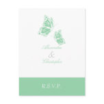 Simple Mint Green Butterfly RSVP 2 postcards