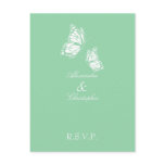 Simple Mint Green Butterfly RSVP postcards