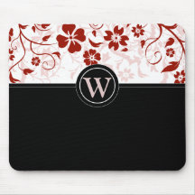 Simple Monogrammed Black and Red Mousepad