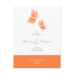 Simple Orange Butterflies Save The Date Wedding postcards