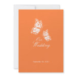 Simple Orange Butterflies Wedding Announcement 2 invitations
