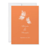 Simple Orange Butterflies Wedding Announcement invitations