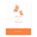 Simple Orange Butterfly RSVP 2 Postcards