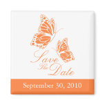 Simple Orange Butterfly Save The Date Wedding magnets