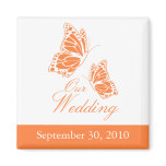 Simple Orange Butterfly Wedding Announcement magnets