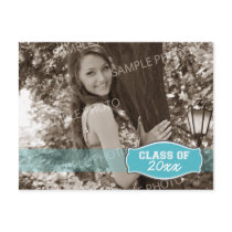 Simple Photo Graduation Announcement (aqua) Post Card
