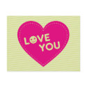 Simple pink and green love you postcard