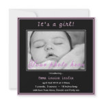 Simple Pink Baby Girl Photo Announcement
