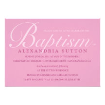 Simple Pink Baptism/Christening Invite
