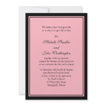 Simple Pink & Black Wedding Invitation Template