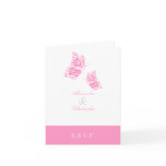 Simple Pink Butterfly RSVP Note cards