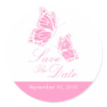 Simple Pink Butterfly Save The Date Wedding stickers