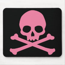 SImple Pink Skull and Crossbones Mousepads