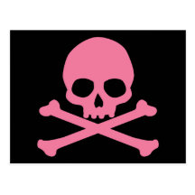 SImple Pink Skull and Crossbones Post Card