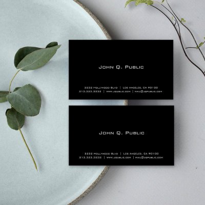 Simple Plain Black Business Card by J32Teez