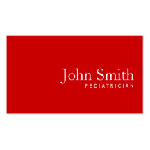 Simple Plain Red Pediatrician Business Card