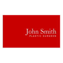 Simple Plain Red Plastic Surgeon Business Card