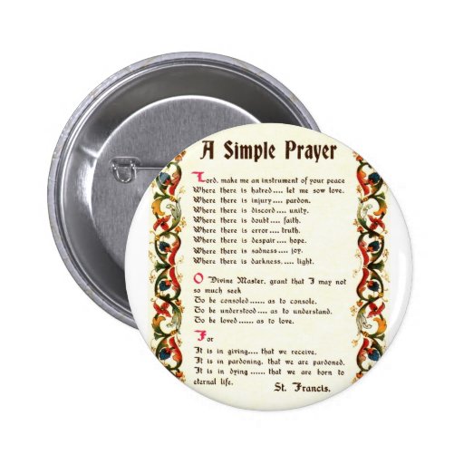 simple prayer by St. Francis of Assisi Button