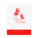 Simple Red Butterflies Save The Date Wedding postcards