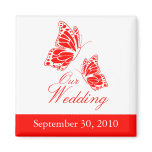 Simple Red Butterfly Wedding Announcement magnets