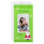 Simple Santa Green Holiday Christmas Photo Card photo cards