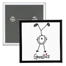 Simple Stick Figure Gymnast Button