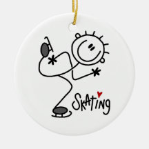 Simple Stick Figure Ice Skating T-shirts and Gifts Christmas Ornament