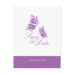 Simple Violet Butterflies Save The Date Wedding postcards