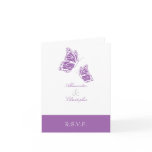 Simple Violet Butterfly RSVP Note cards