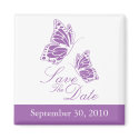 Simple Violet Butterfly Save The Date Wedding magnets