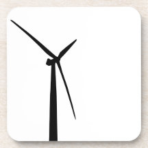 Simple wind turbine green energy silhouette drink coasters