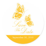 Simple Yellow Butterfly Save The Date Wedding stickers
