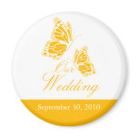 Simple Yellow Butterfly Wedding Announcement magnets