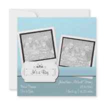 Simpley Blue Baby Photo Announcement Cards