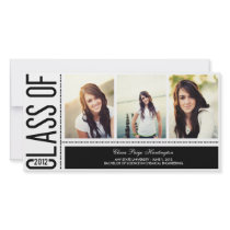 Simply Cool Graduation Announcement Black Personalised Photo Card