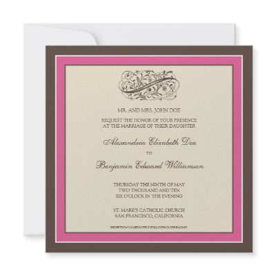 Simply Elegant Wedding Invitation (fuschia) by TheWeddingShoppe