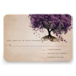 Simply Peachy Purple Heart Leaf Tree Wedding RSVP Invites