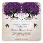 Simply Peachy Purple Vintage Heart Leaf Tree Custom Invite