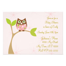 Simply Sweet Baby Owl Personalized Invites