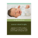 Simply You Green/Aqua • Birth Announcement postcards