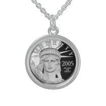 Simulated $100 Platinum Coin Necklace necklaces