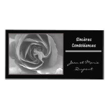 sinceres condoleances francais black white rose photo card