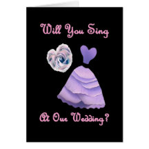 Sing At Our Wedding -  PURPLE Dress and Heart Greeting Card